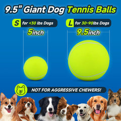 Pelota tenis gigante amarilla HETOO para perros, mejora visibilidad