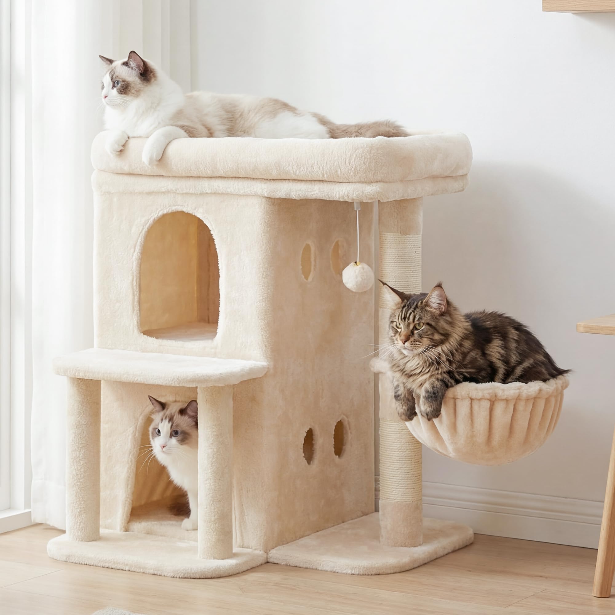 Heybly arbol gato condos dobles para privacidad y relajación