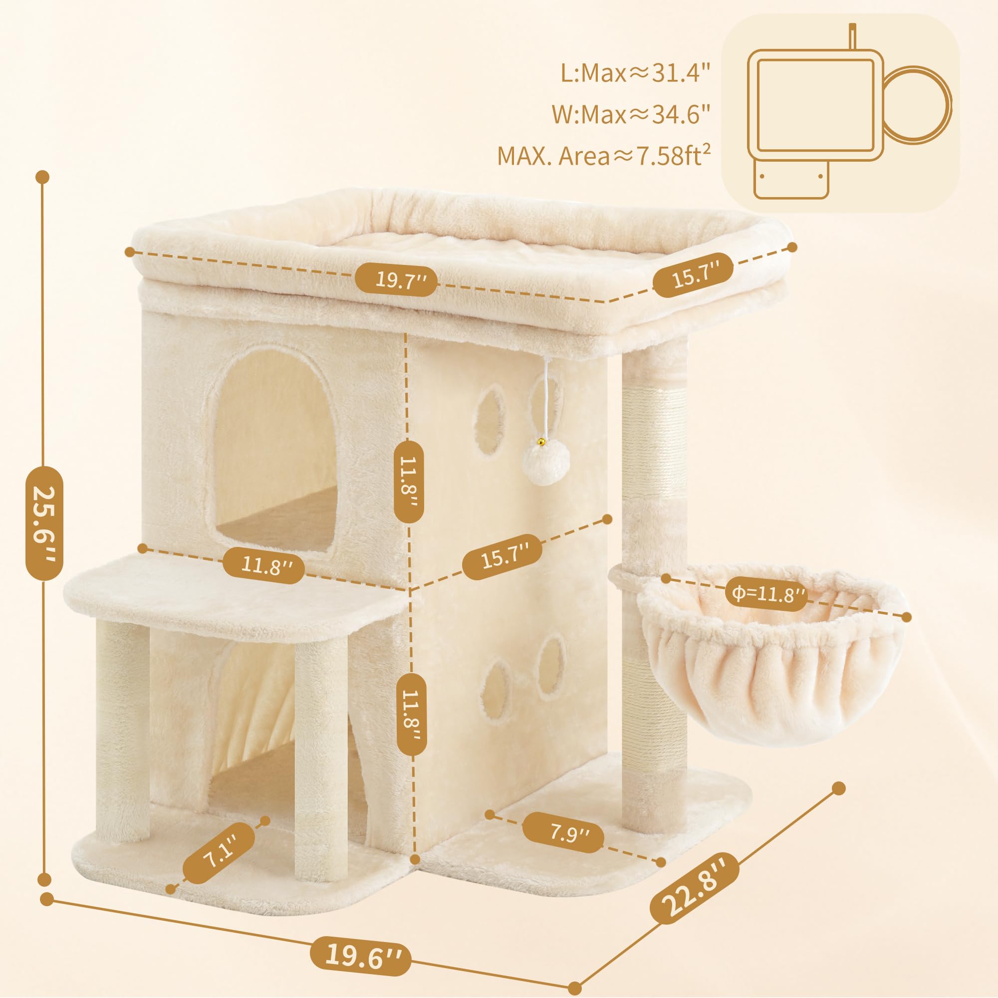 Heybly arbol gato postes de sisal para rascar y ejercitar