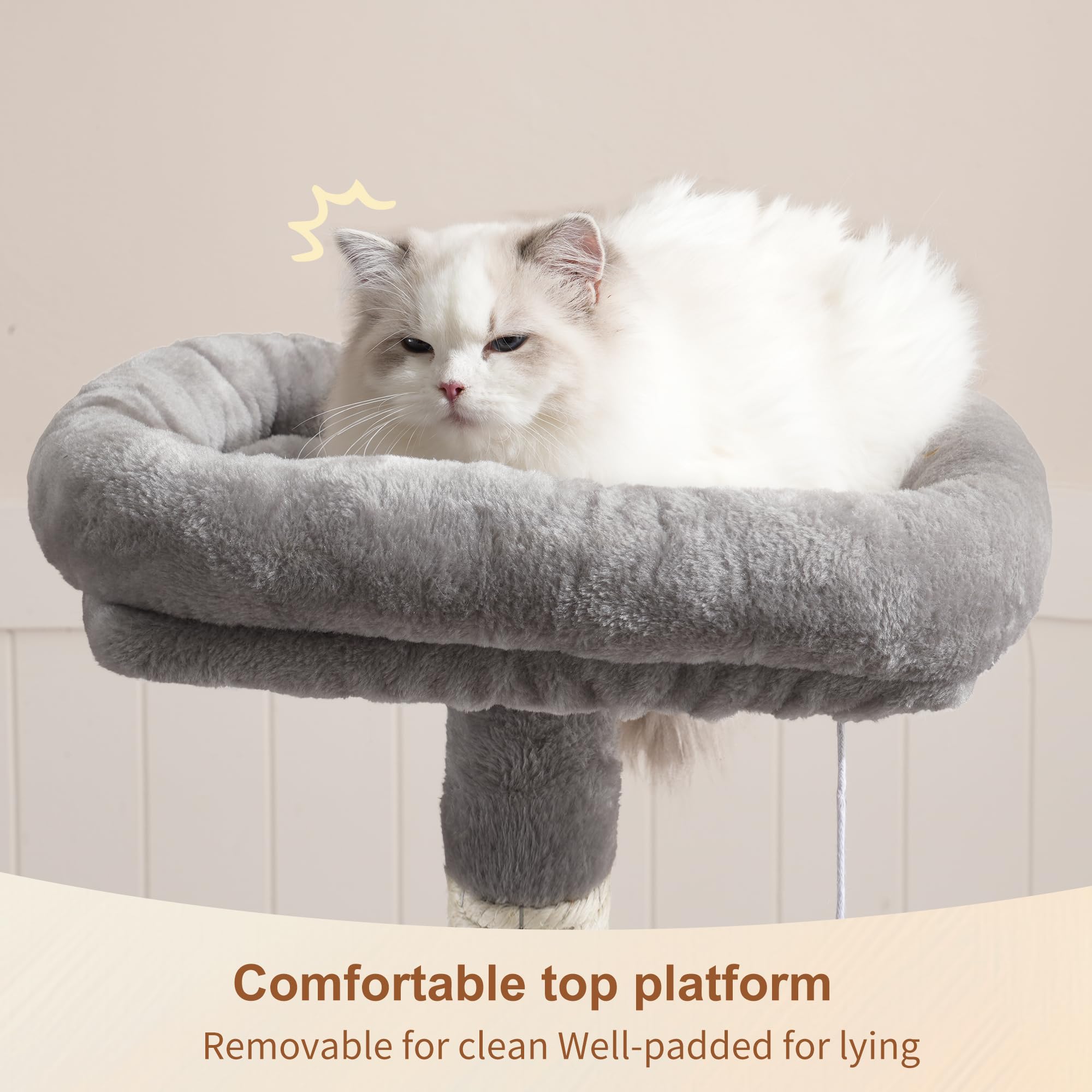 Heybly Cat Tree plataforma superior acolchada para descanso cómodo