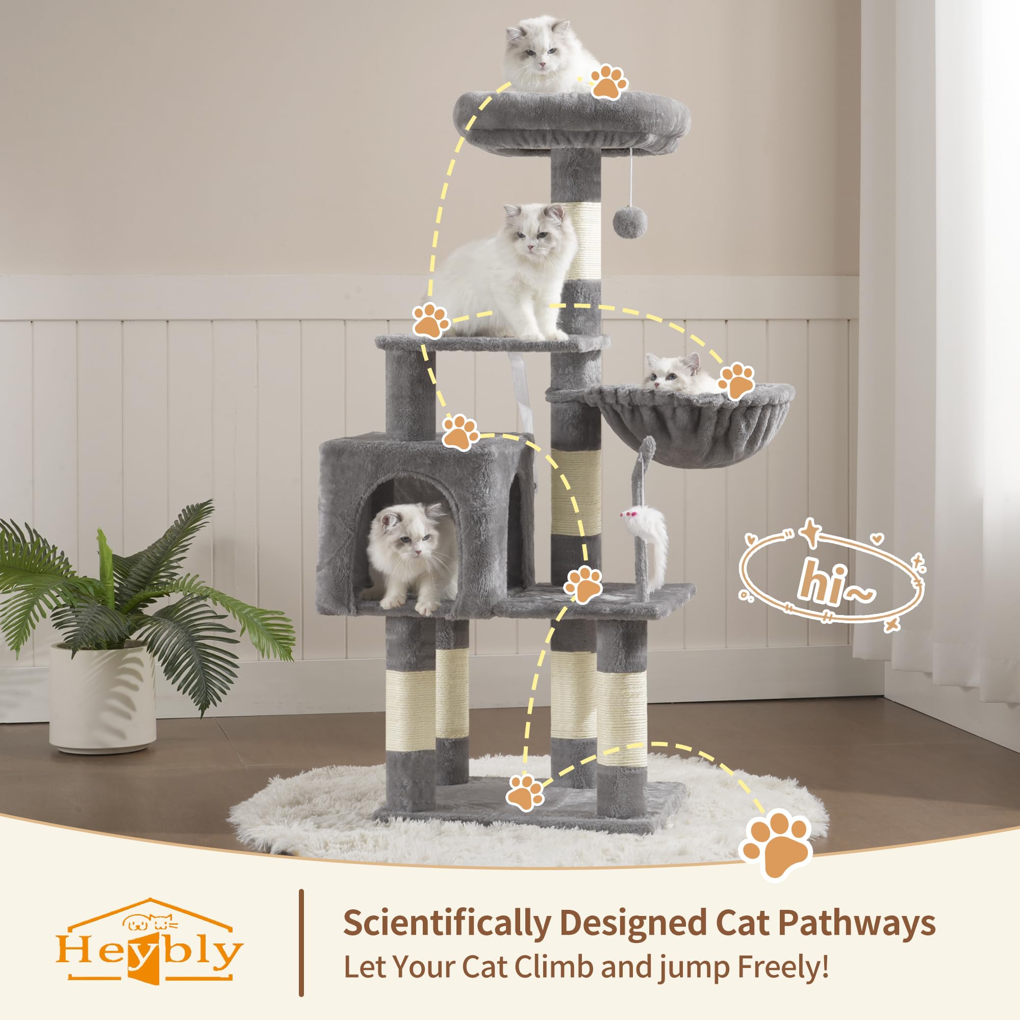 Heybly Cat Tree teaser-stick y bola suave para jugar