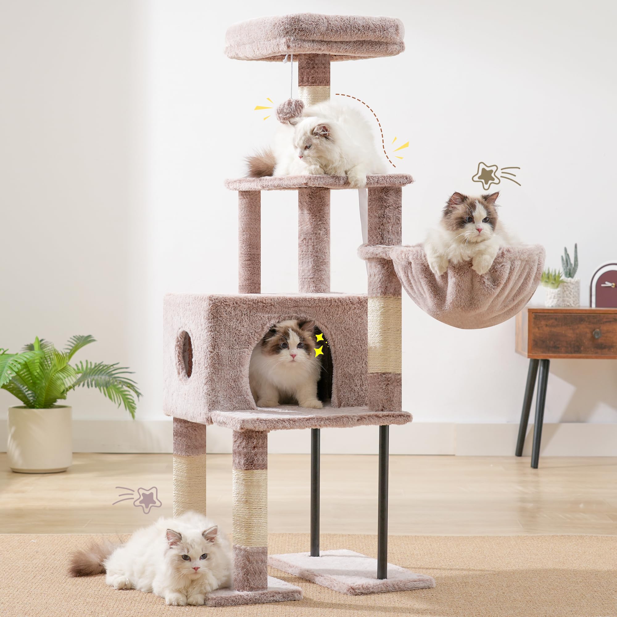 Heybly Gato Torre de Gato: cama interna espaciosa para esconderse y descansar.