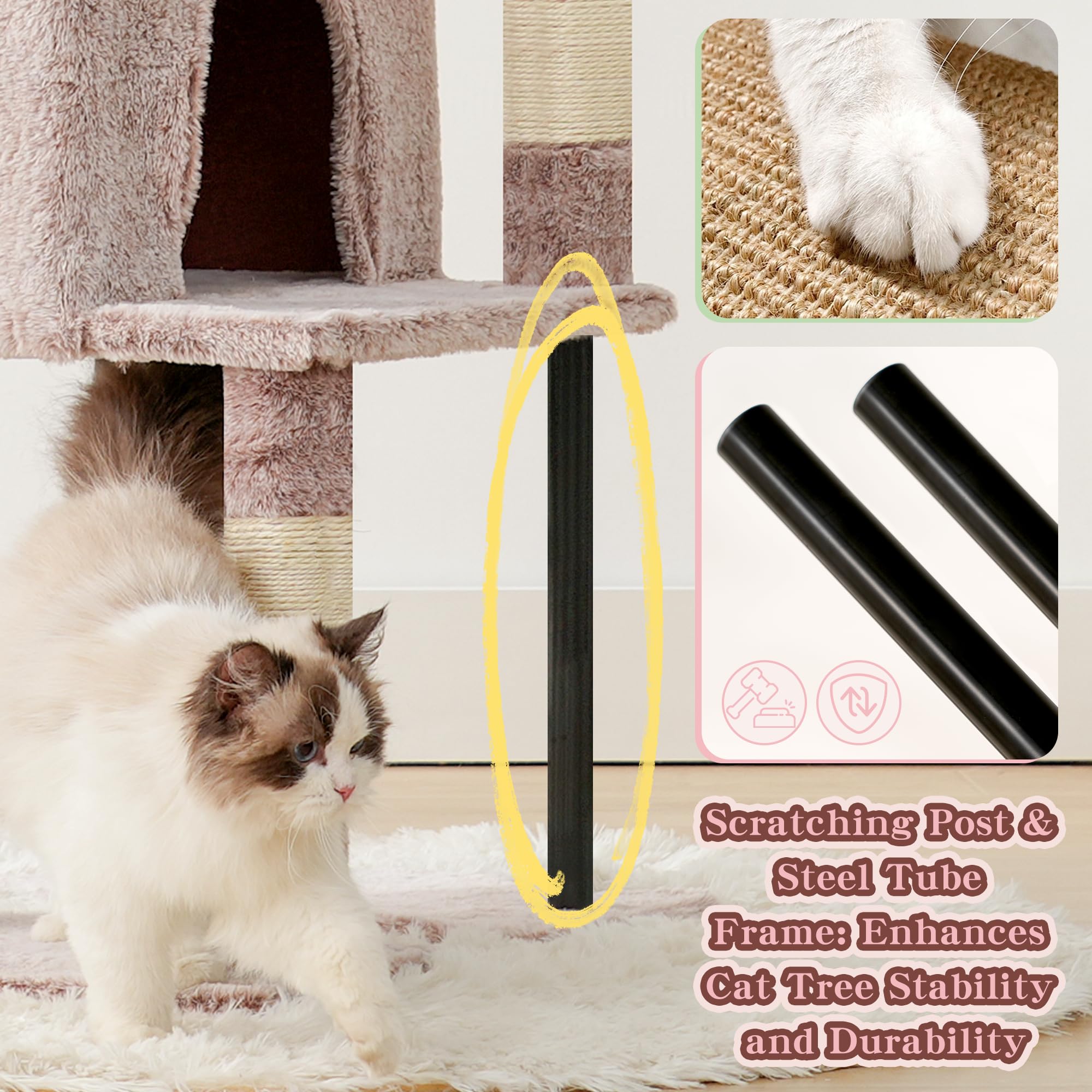 Heybly Gato Torre de Gato: espacio de descanso amplio para gatos grandes.