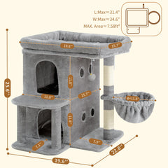 Heybly torre para gatos, poste de sisal y juguete pompón para juego y afilar uñas.