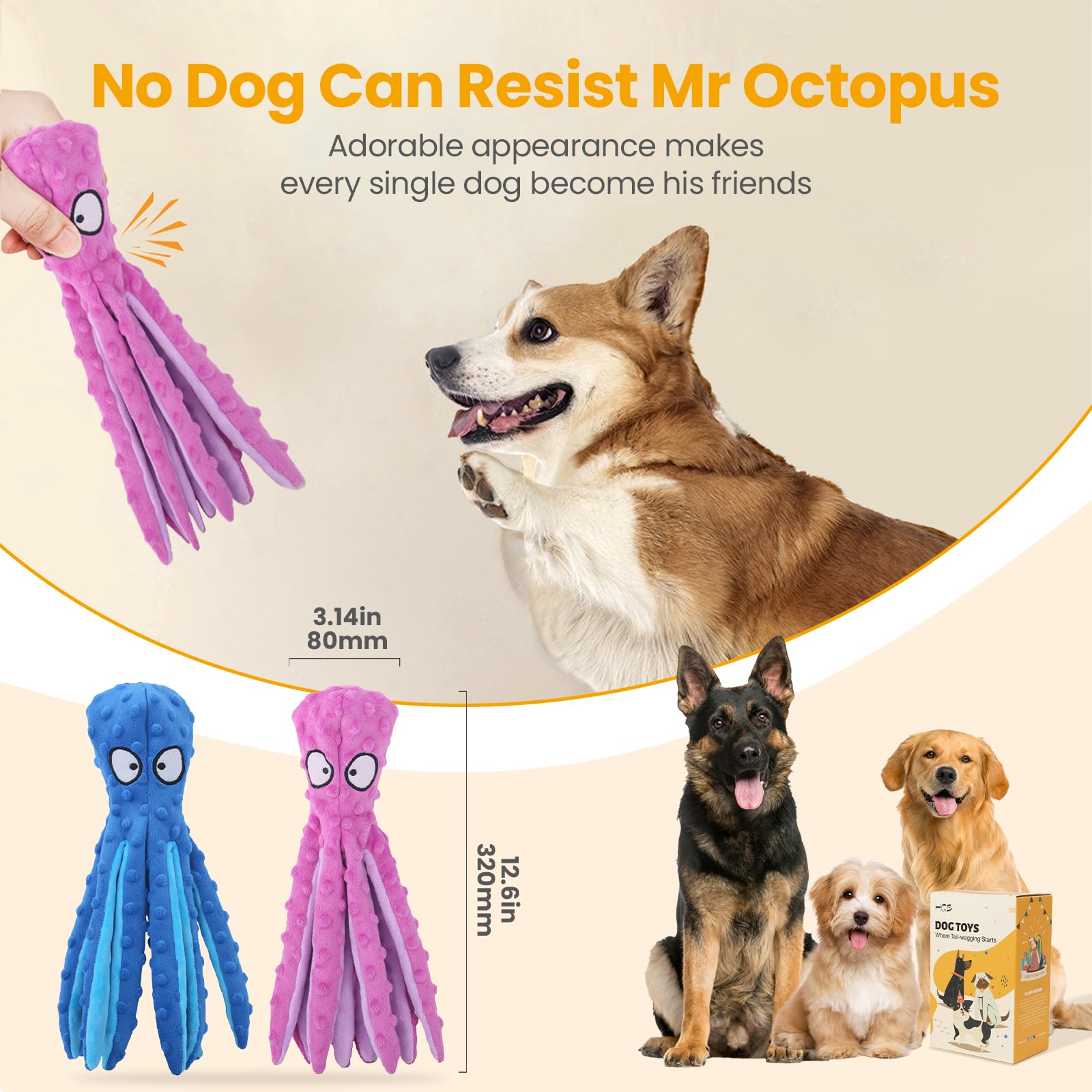 Pulpo interactivo HGB con crujido para juego dinámico.