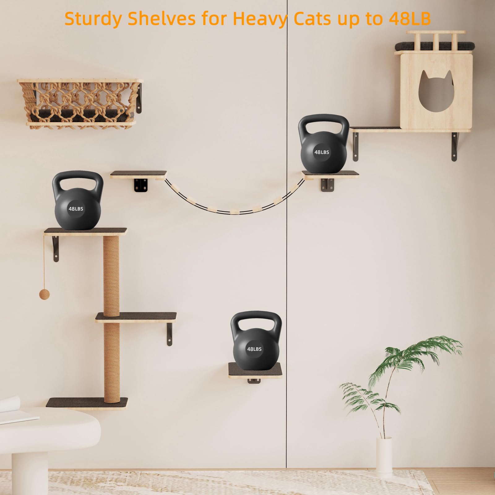 HHOFURN estanterías para gatos disenado-gris: estilo moderno que complementa la decoración.