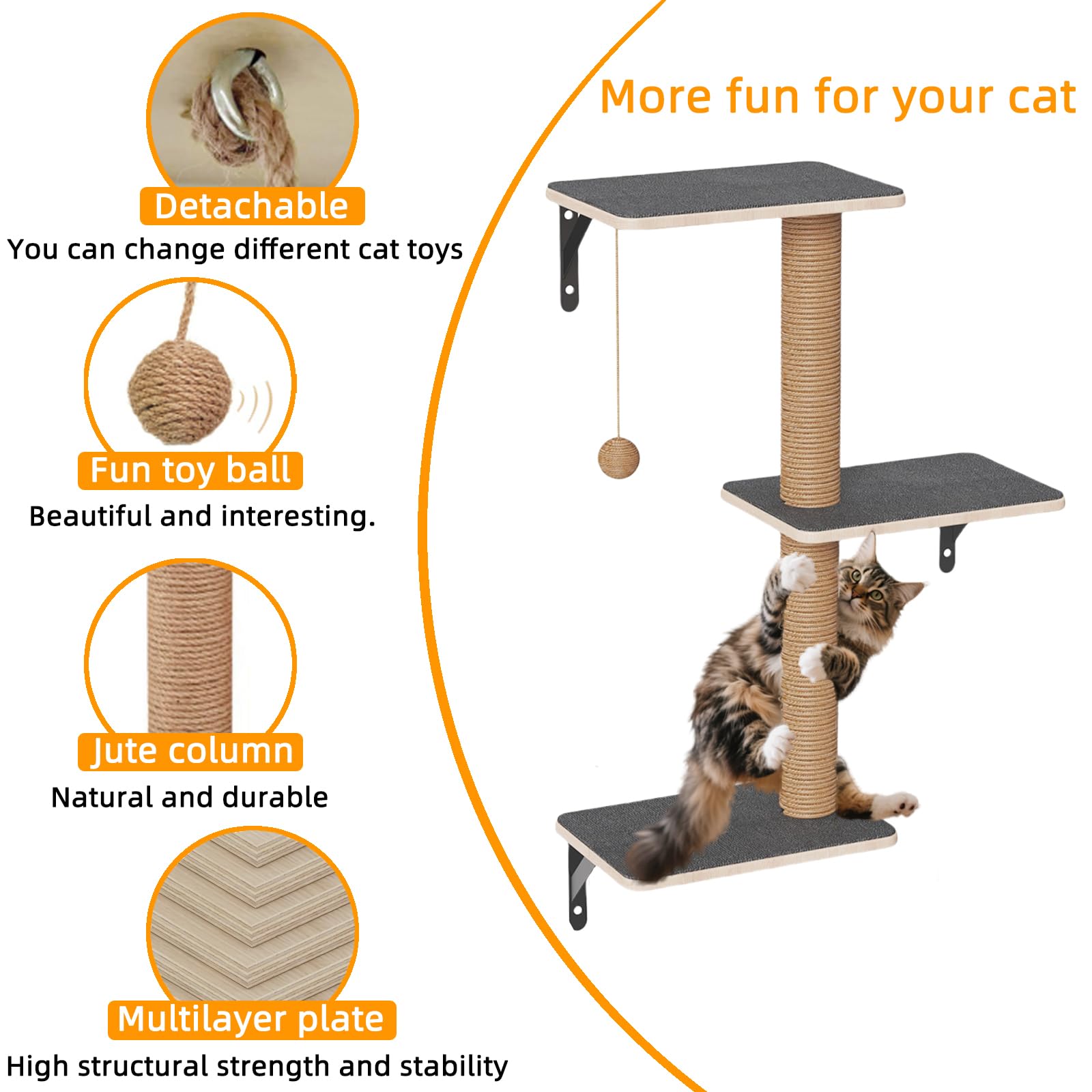 HHOFURN estanterías para gatos escalera: acceso fácil a niveles elevados.