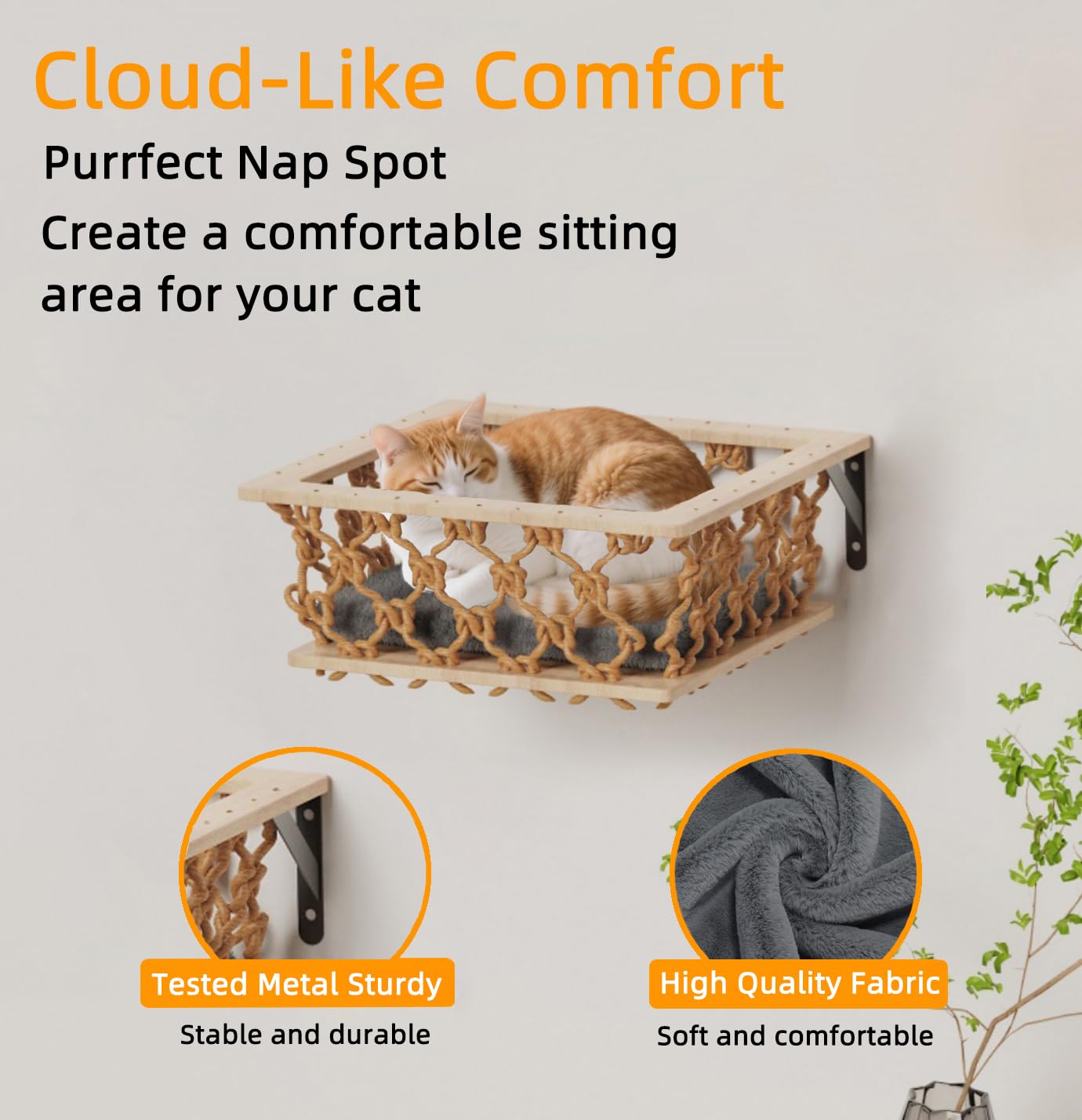 HHOFURN estanterías para gatos funda cojin lavable: mantenimiento sencillo y limpio.