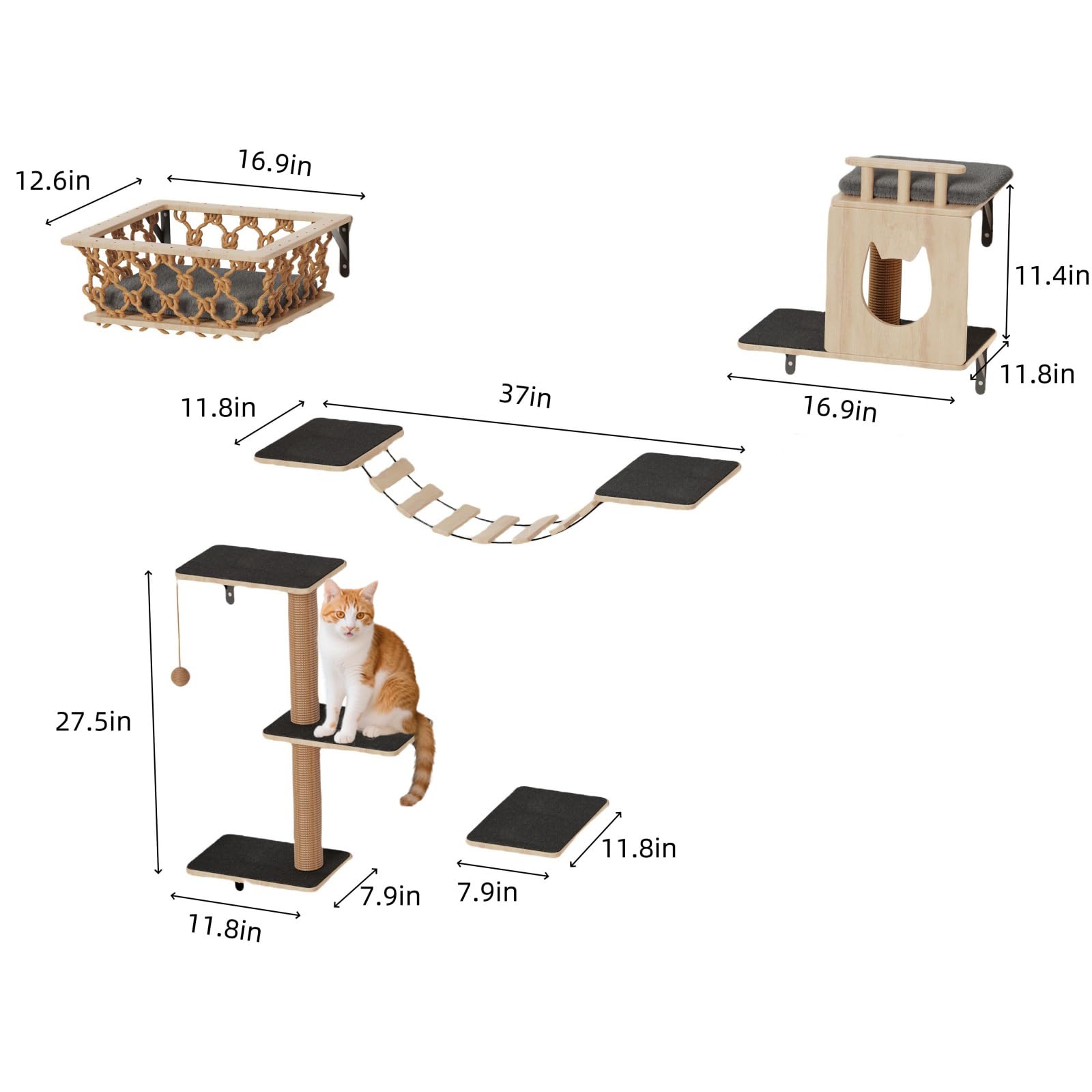 HHOFURN estanterías para gatos puente: juego seguro e exploración estimulante.