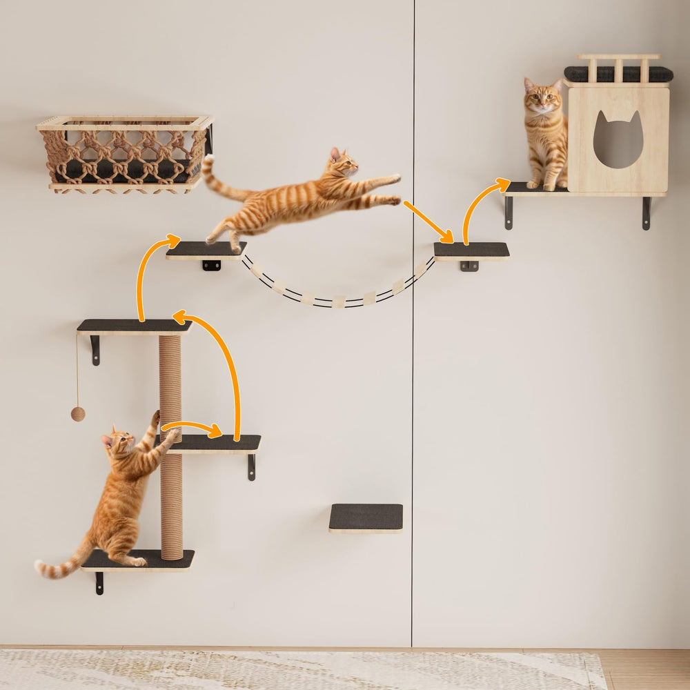 HHOFURN estanterías para gatos uso-apartamento: solución vertical ideal para espacios reducidos.