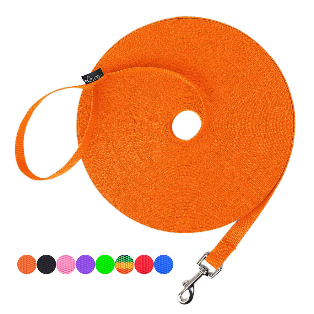 Hi Kiss correa de nylon naranja de 15 pies para obediencia al aire libre
