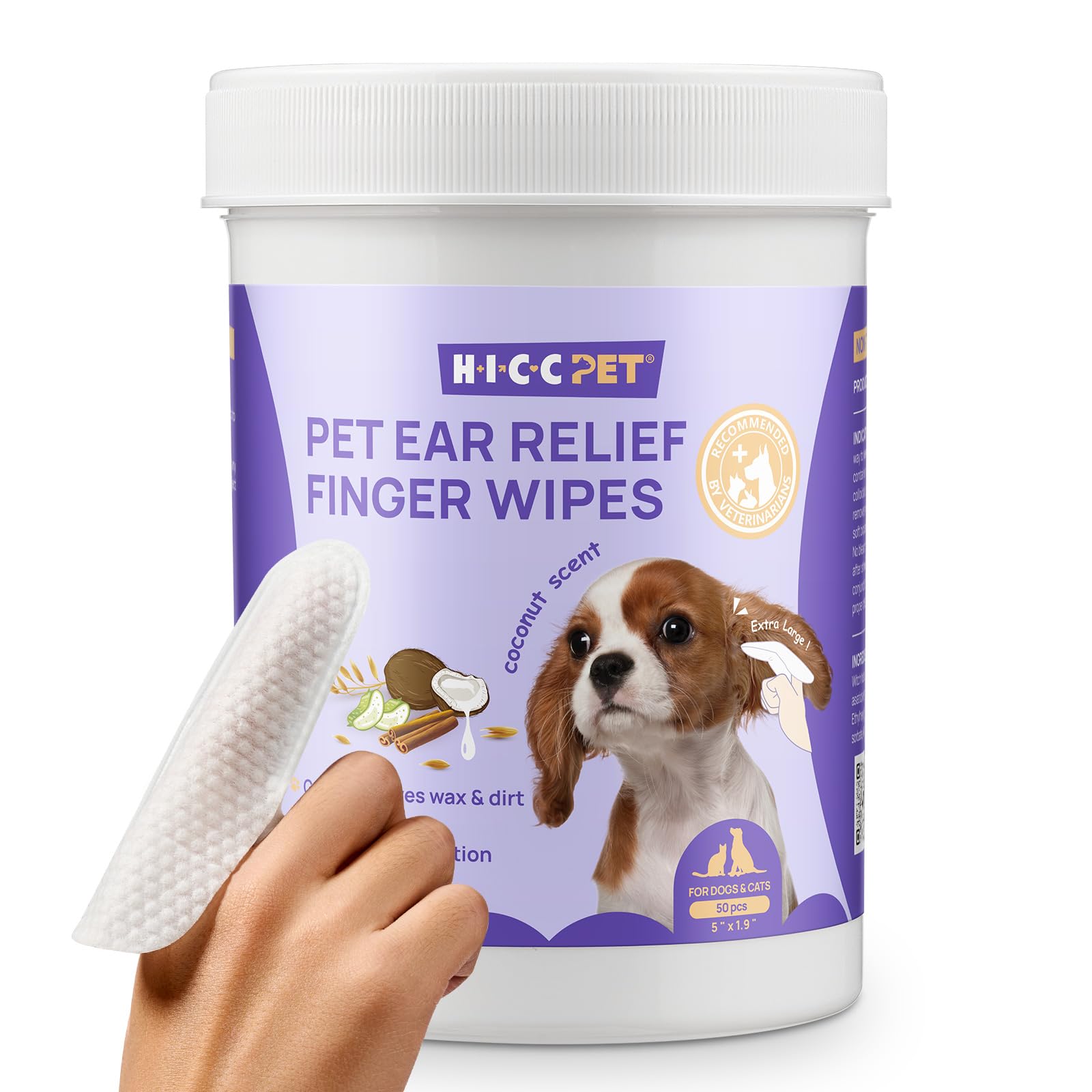 HICC PET toallitas dedo para orejas, limpieza suave de oídos para perros y gatos