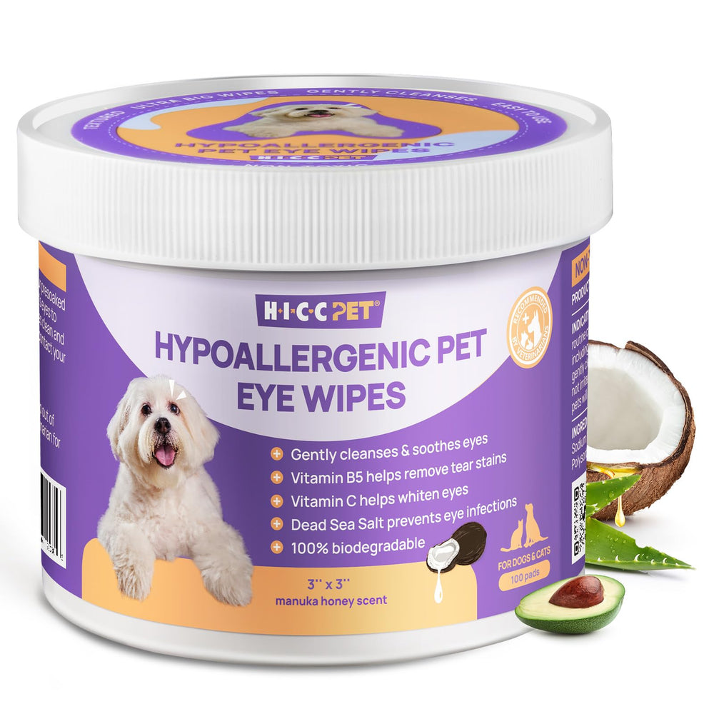 HICC PET Eyes Wipes para perros y gatos limpian ojos con suavidad.