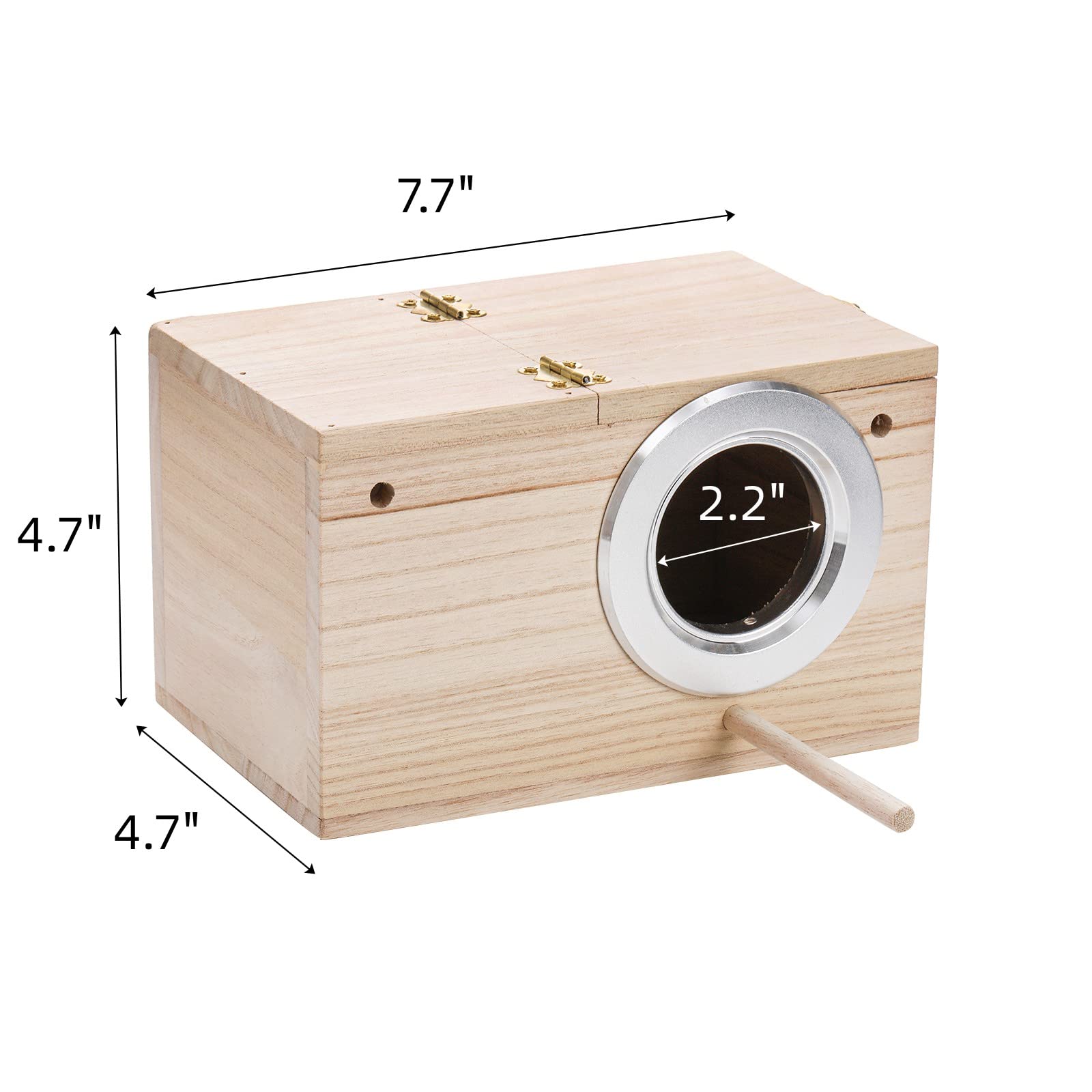 Hiceeden caja nido, entrada reforzada de metal para evitar mordidas accidentales.