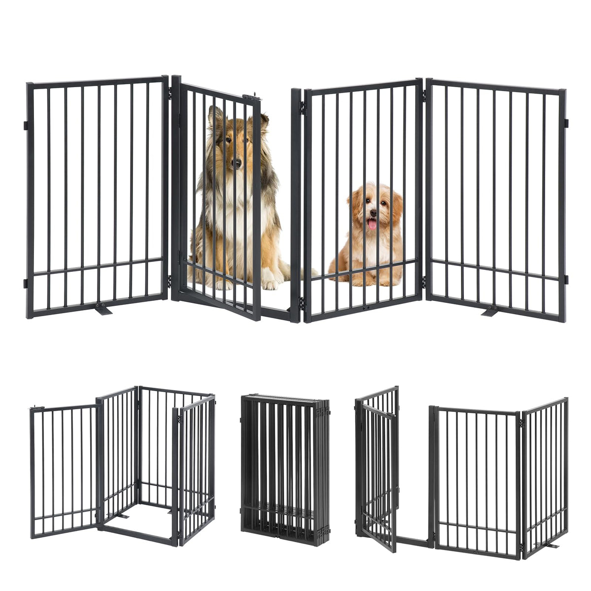 HIDOG puerta para perros de metal independiente con acceso seguro.