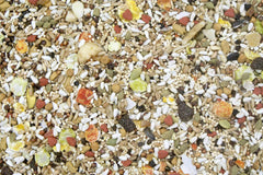 Vista del empaque Higgins Safflower Gold, tres libras para aves pequeñas y cómodas