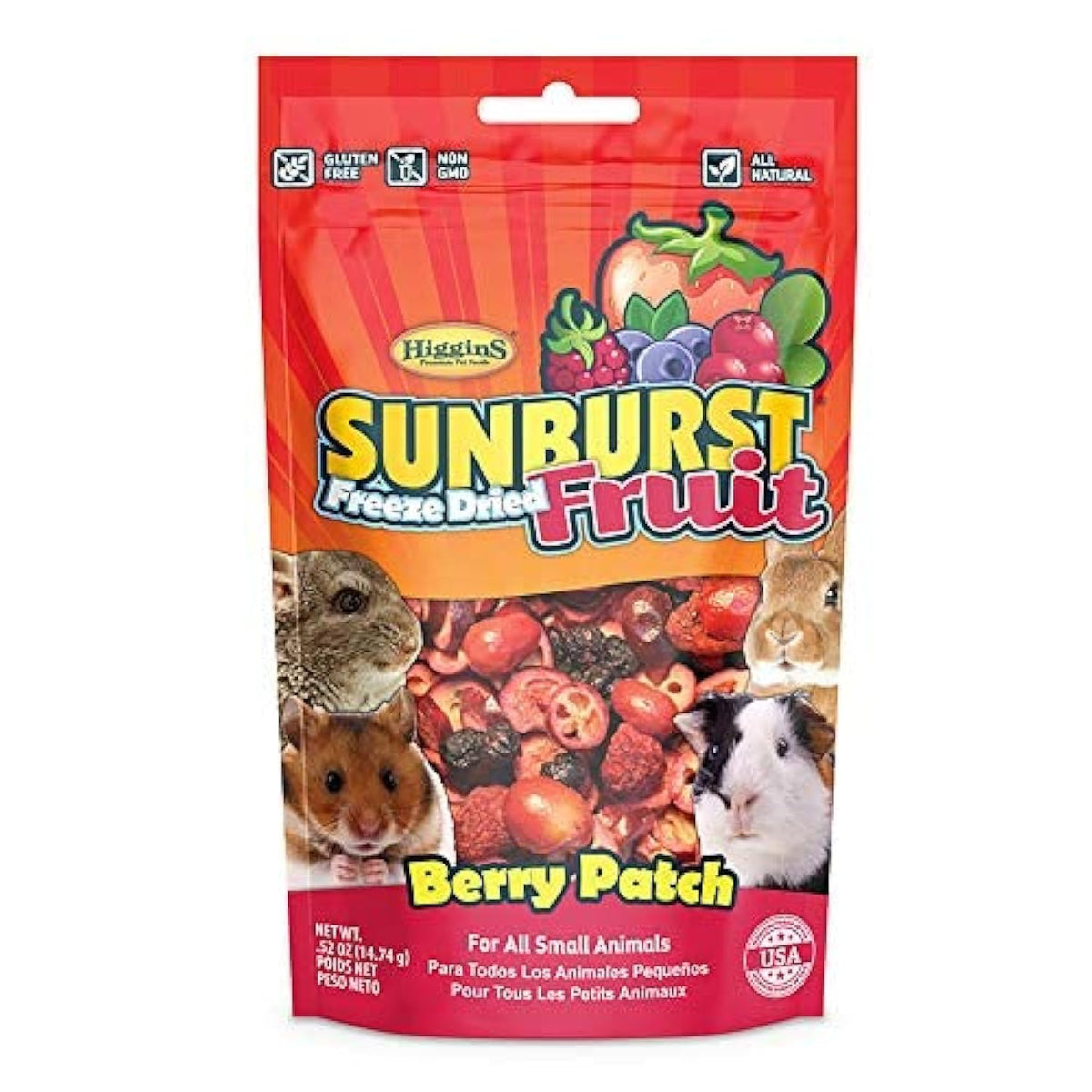 Higgins Sunburst Berry Patch mezcla de frutas para mascotas pequeñas ideal como recompensa diaria