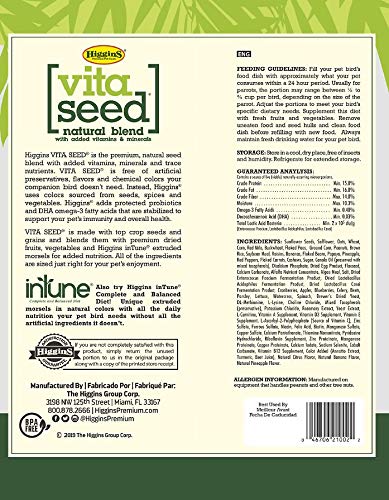 Higgins Vita Seed Natural Blend para loros, dos bolsas de 5 libras, dieta variada.
