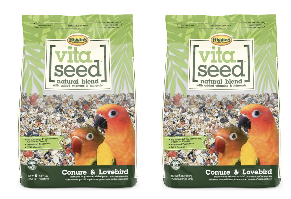 Higgins Vita Seed Natural Blend, bolsa de 5 lb, ideal para conures y lovebirds