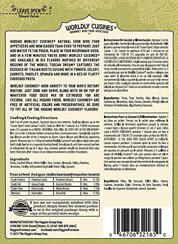 Higgins Worldly Cuisines: ingredientes toscanos, textura variada para la alimentación de aves.