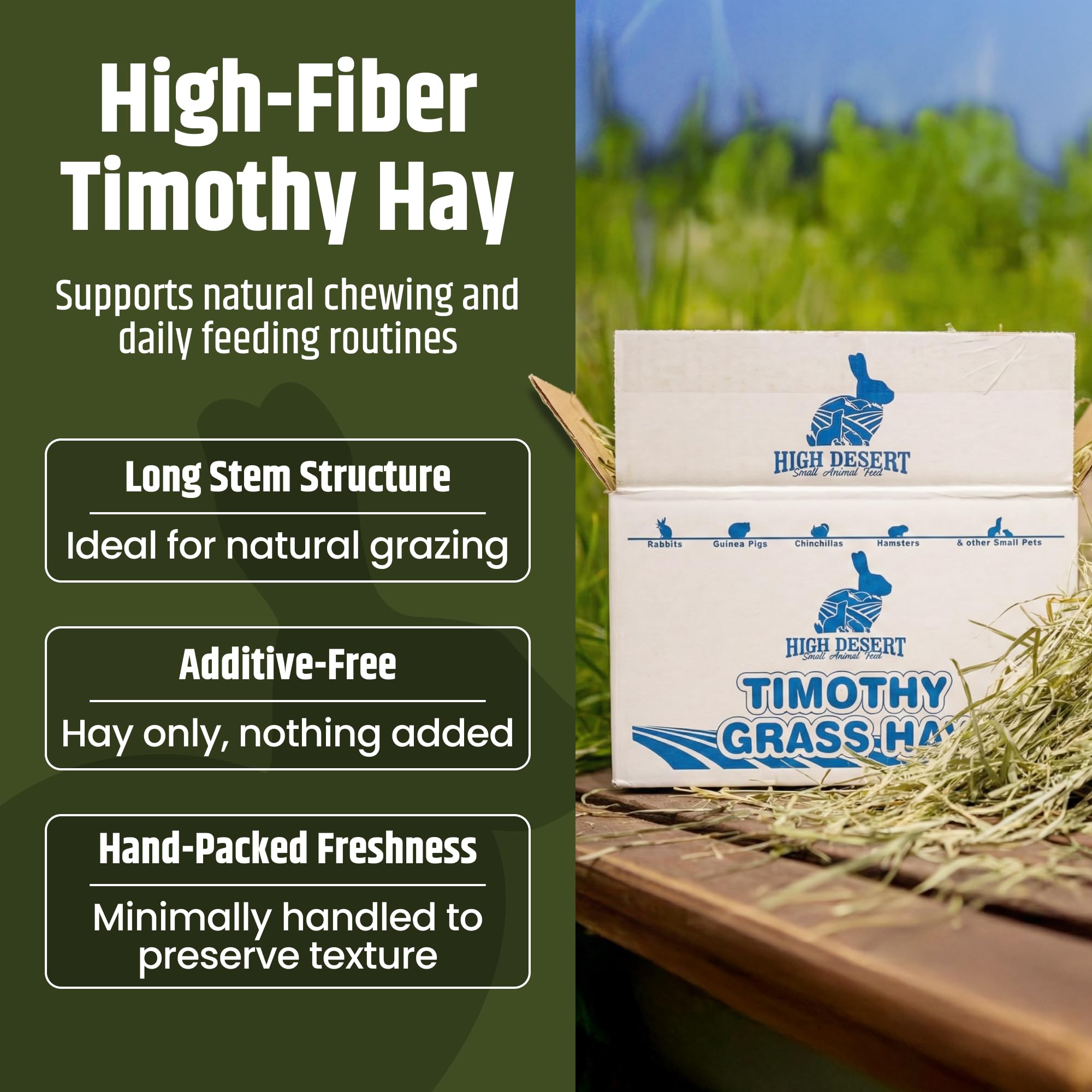 High Desert Heno: envase permeable para conservar frescura y aroma natural.