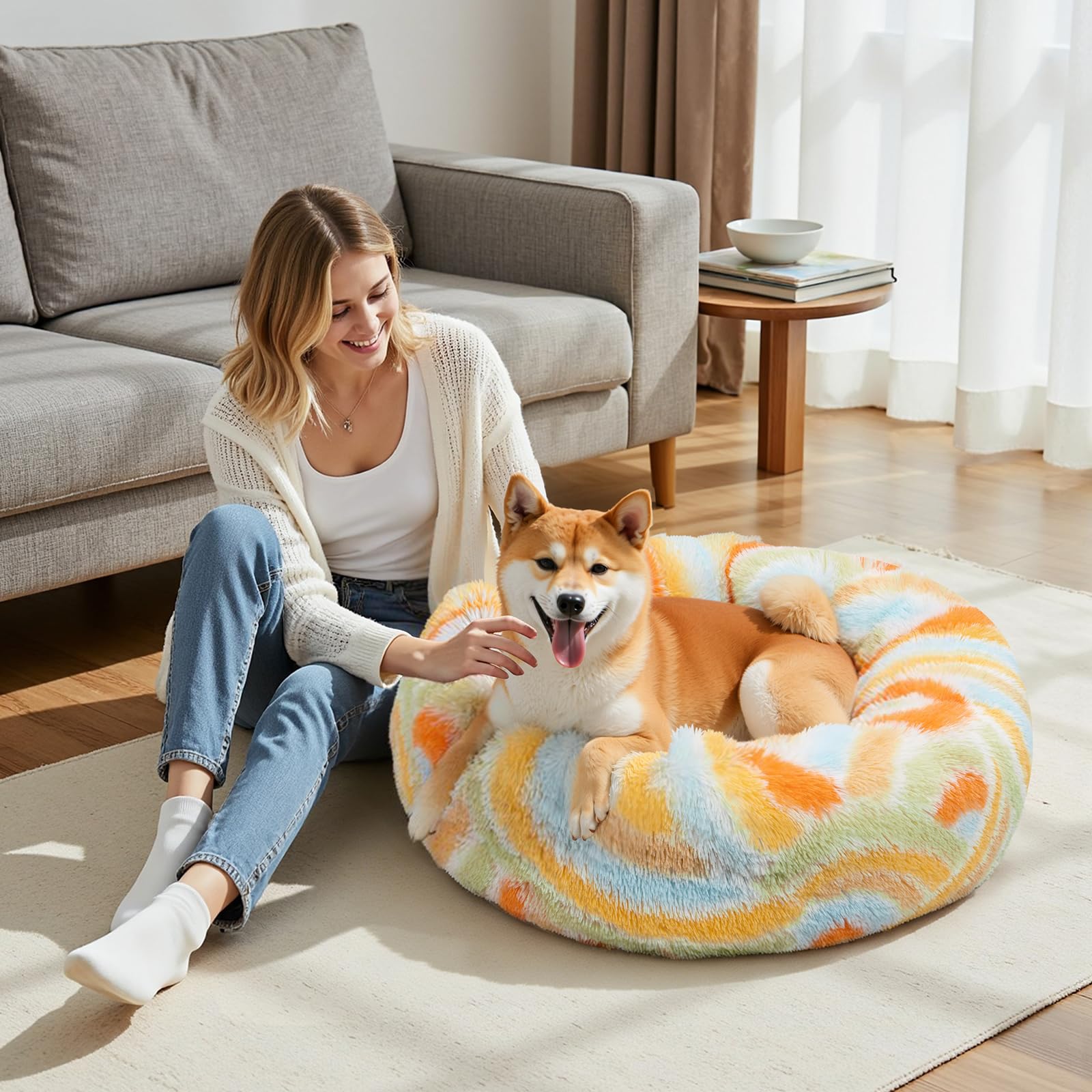 Cama HiiARug donut cálida, apoyo envolvente para dormir