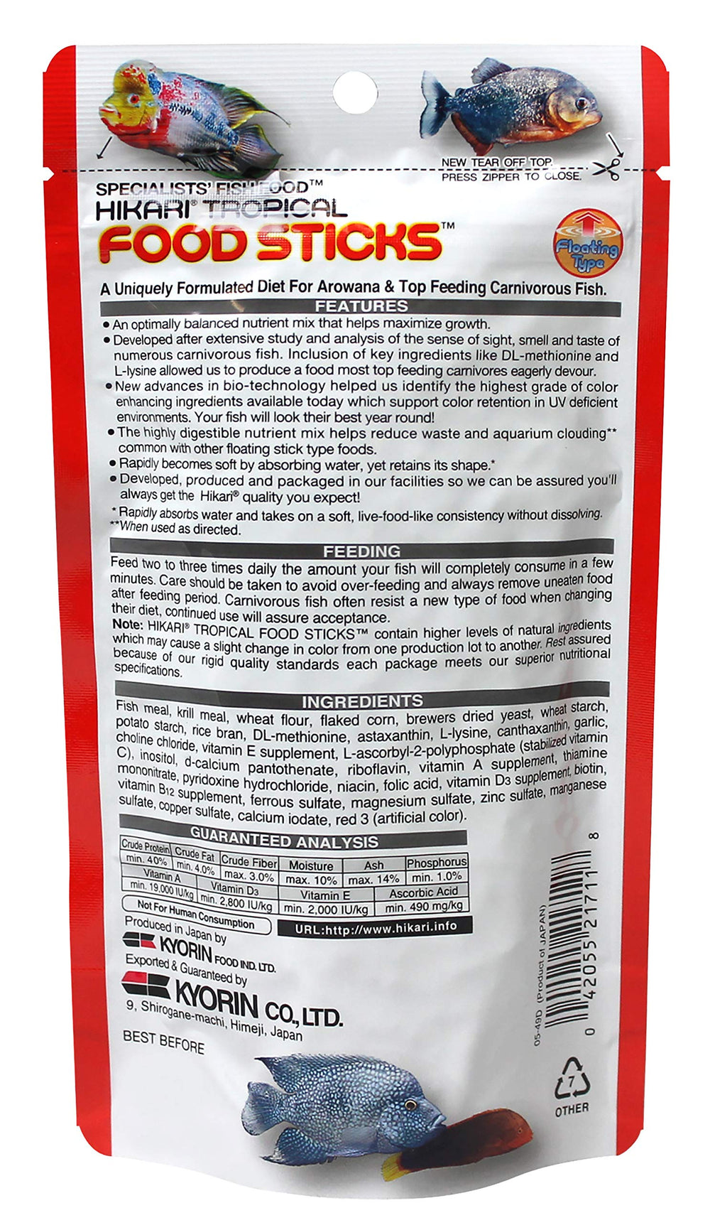 Hikari AHK21711 alimento para arowana carnívora, fuente de proteína y fácil de digerir