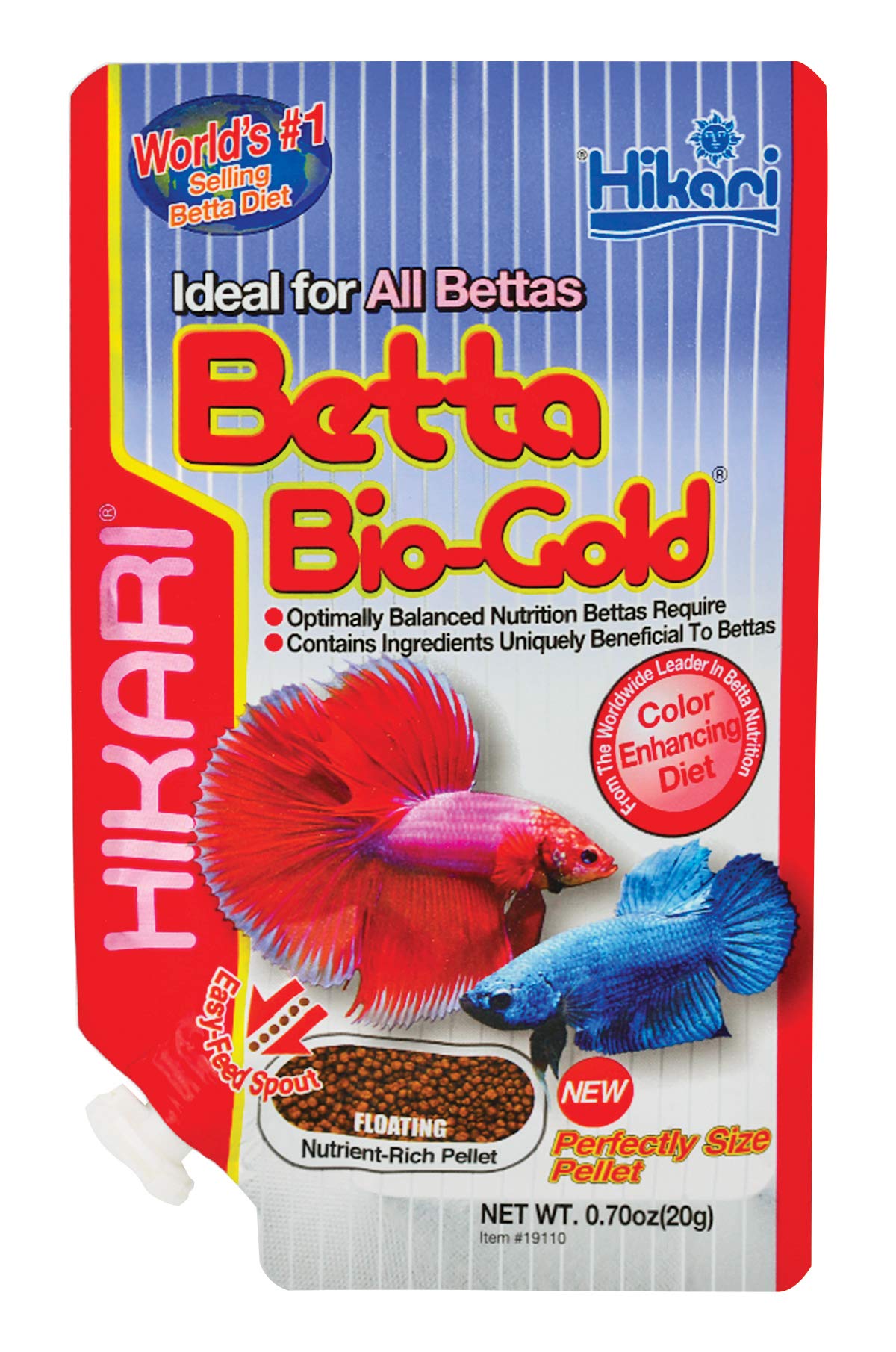Pellets de Hikari Betta Bio-Gold para alimentación diaria de bettas.