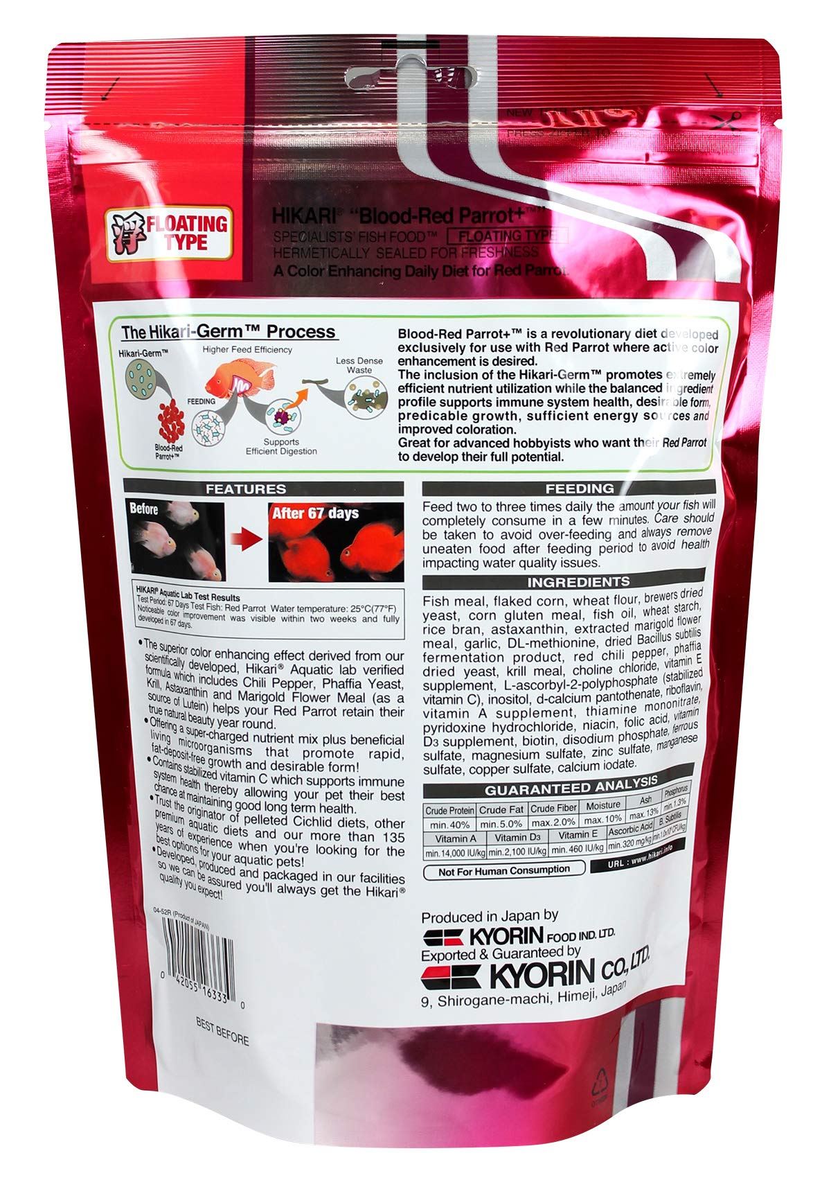 Bolsa Hikari 333 g para alimentación diaria de peces.
