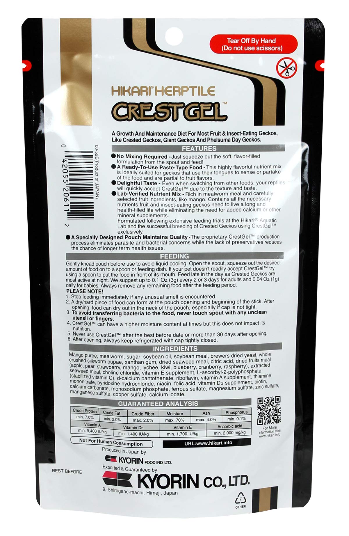 CrestGel muestra textura gel-fruta para geckos crestados.