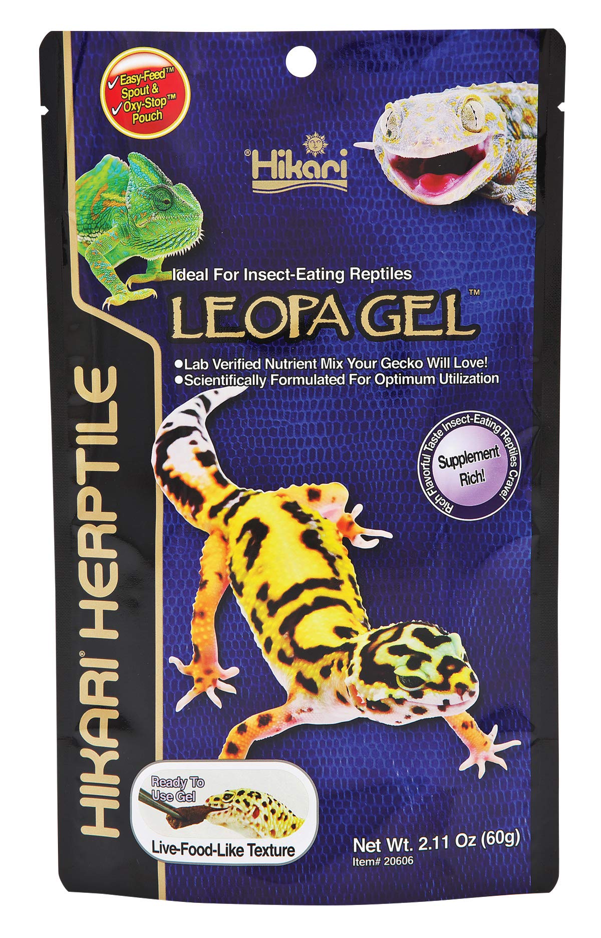 Hikari LeopaGel: envase listo para alimentar geckos insectívoros.