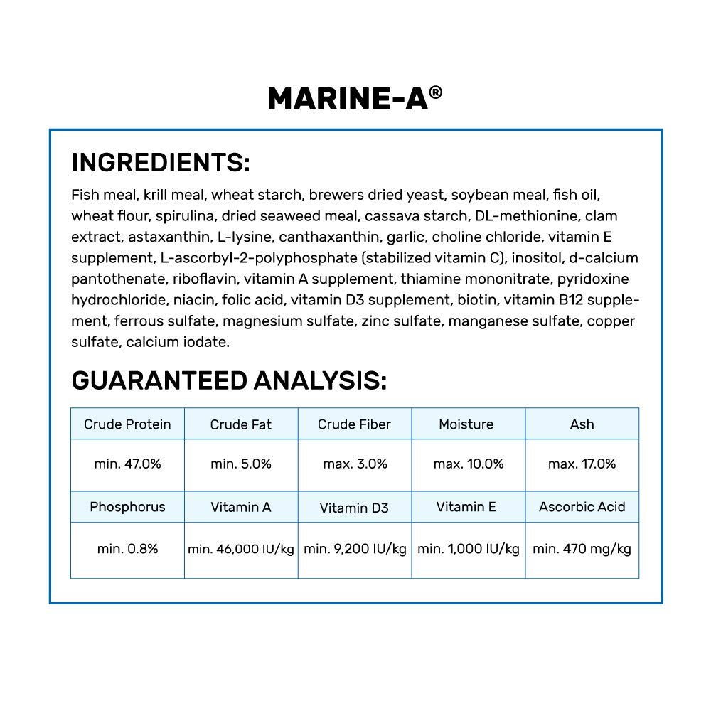 Hikari Marine-A contiene algas y spirulina para nutrición equilibrada