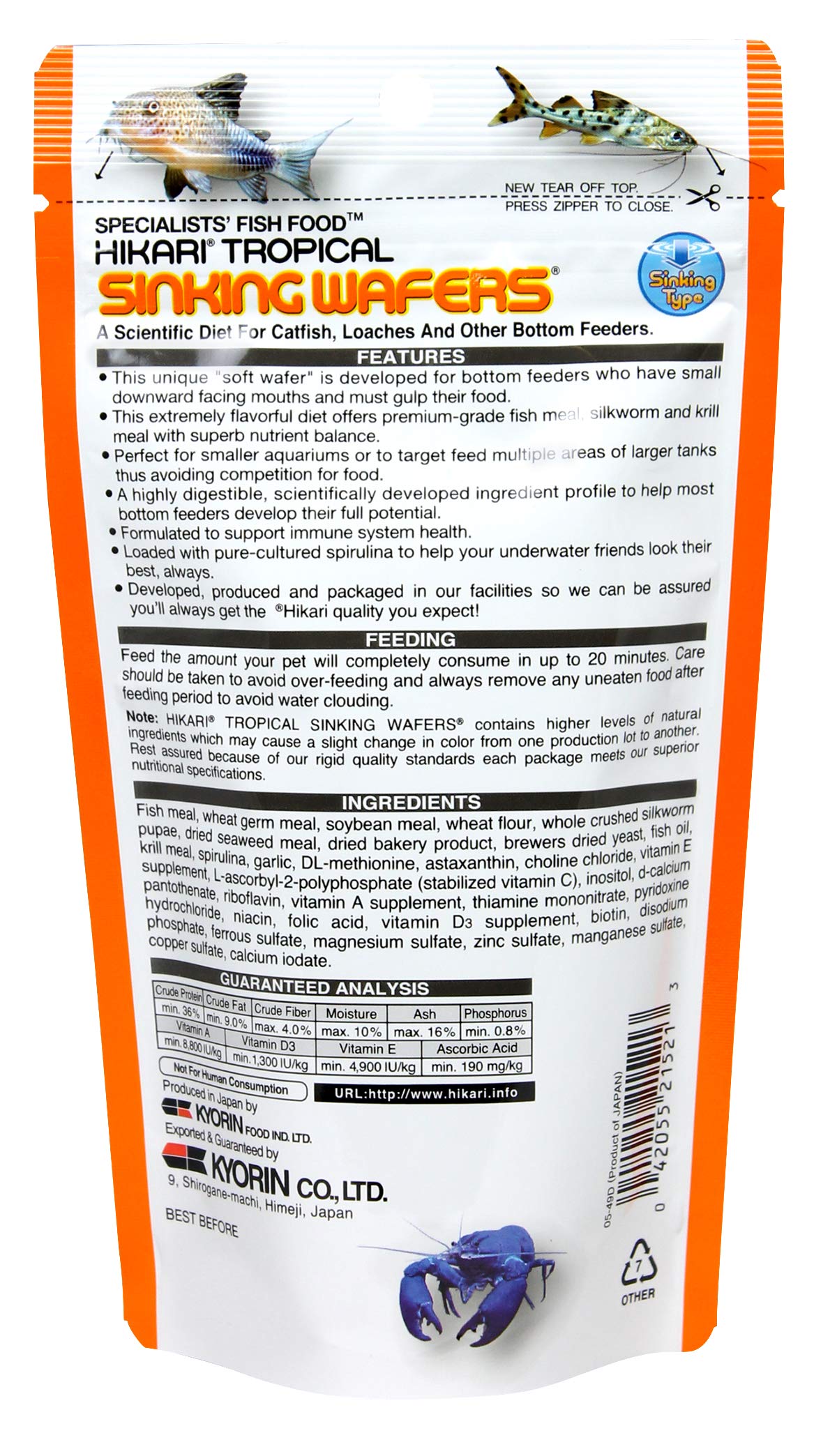 Hikari Tropical galletas vegetales y spirulina: alto contenido vegetal para diversidad dietética.