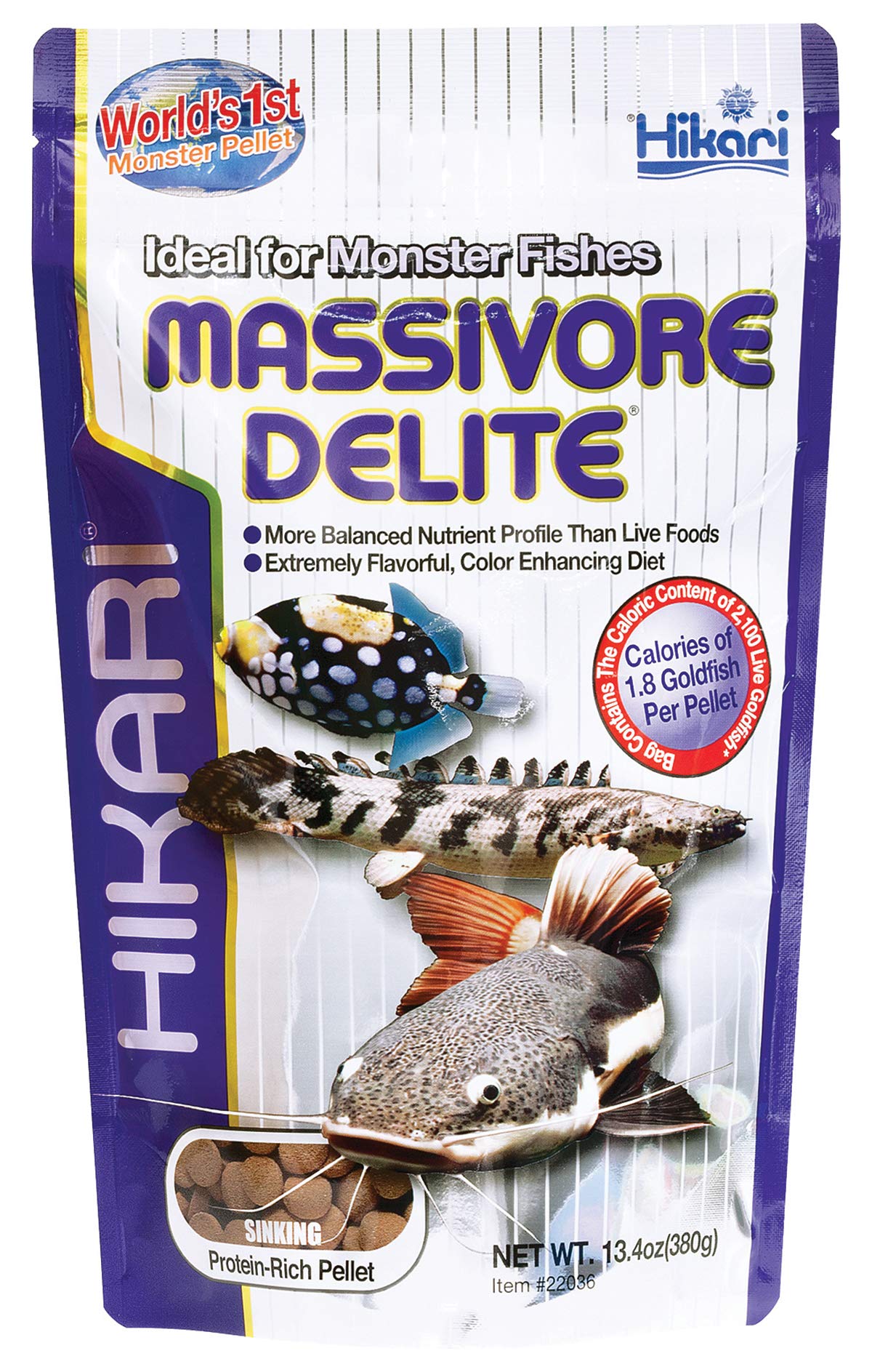 Hikari Tropical Massivore Delite granulado poroso para alimentación diaria de peces carnívoros.