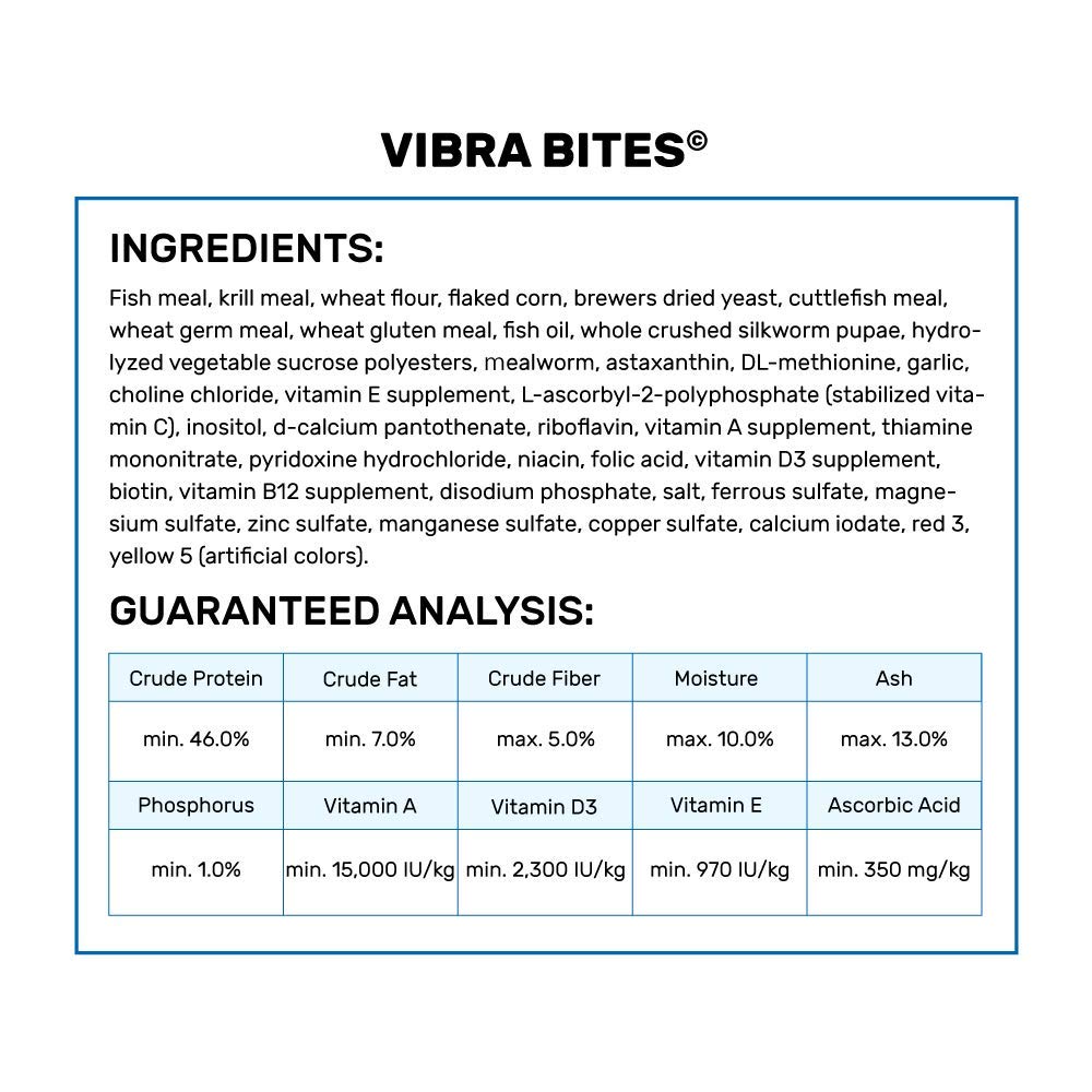Hikari Vibra Bites: pellets dentro del frasco para reparto fácil.