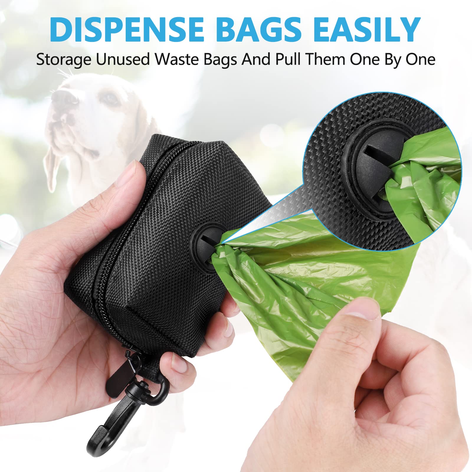 Porta bolsas Hilihali para perro con clip de correa para uso diario.