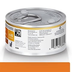 Etiqueta de Hill's c/d Multicare en lata con información de ingredientes.