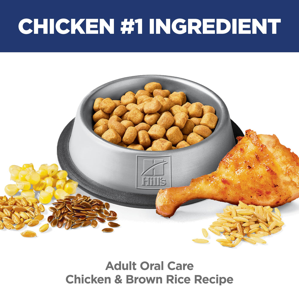 Hill's Science Diet Adulto Oral Care sabor a pollo para paladar agradable.