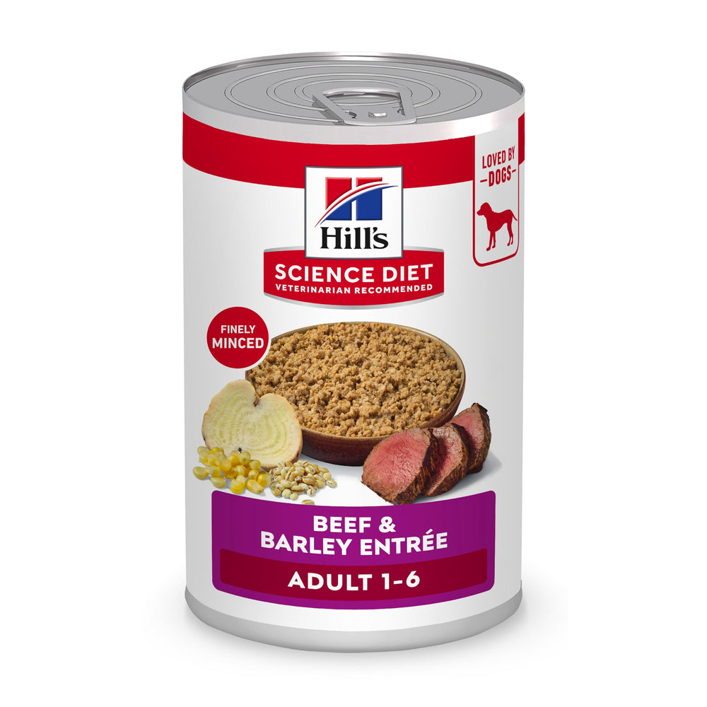Hill's Dieta Científica Adulto, lata de res con cebada, apoyo digestivo.