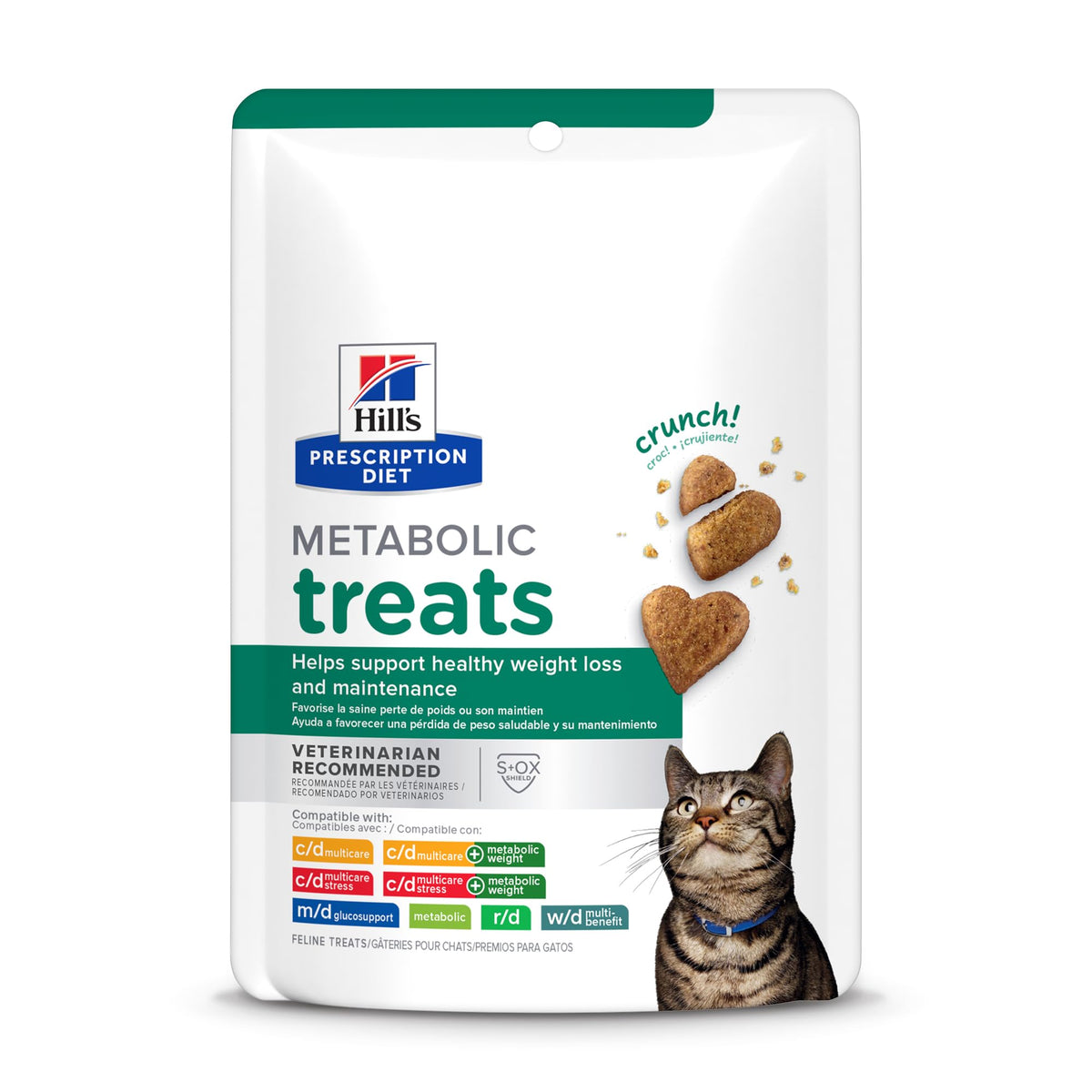 Hill's Metabolic premios para gatos en forma de corazón crujientes para recompensa responsable
