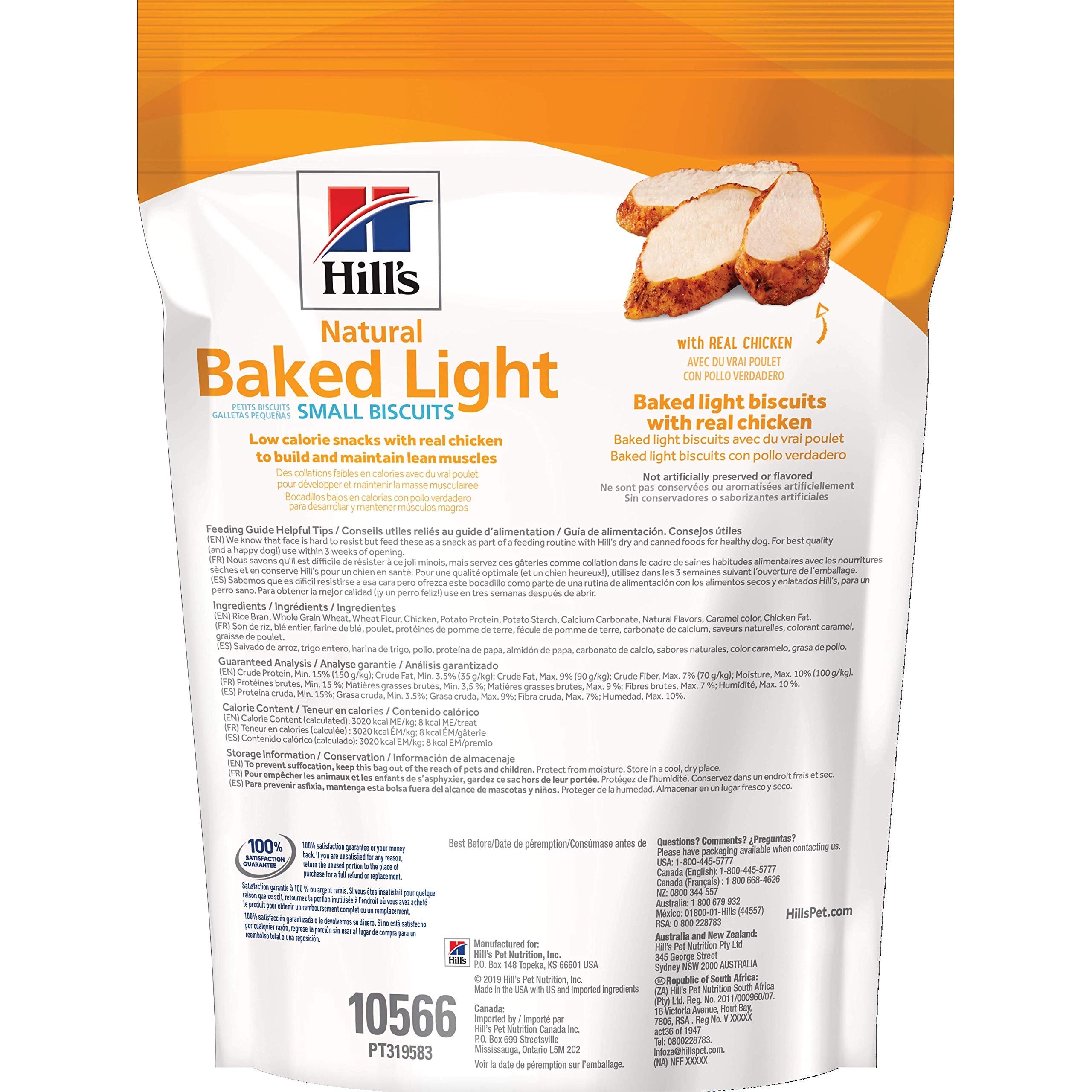 Hill's Natural Baked Light Biscuits galletas horneadas para perros, sin conservantes artificiales.