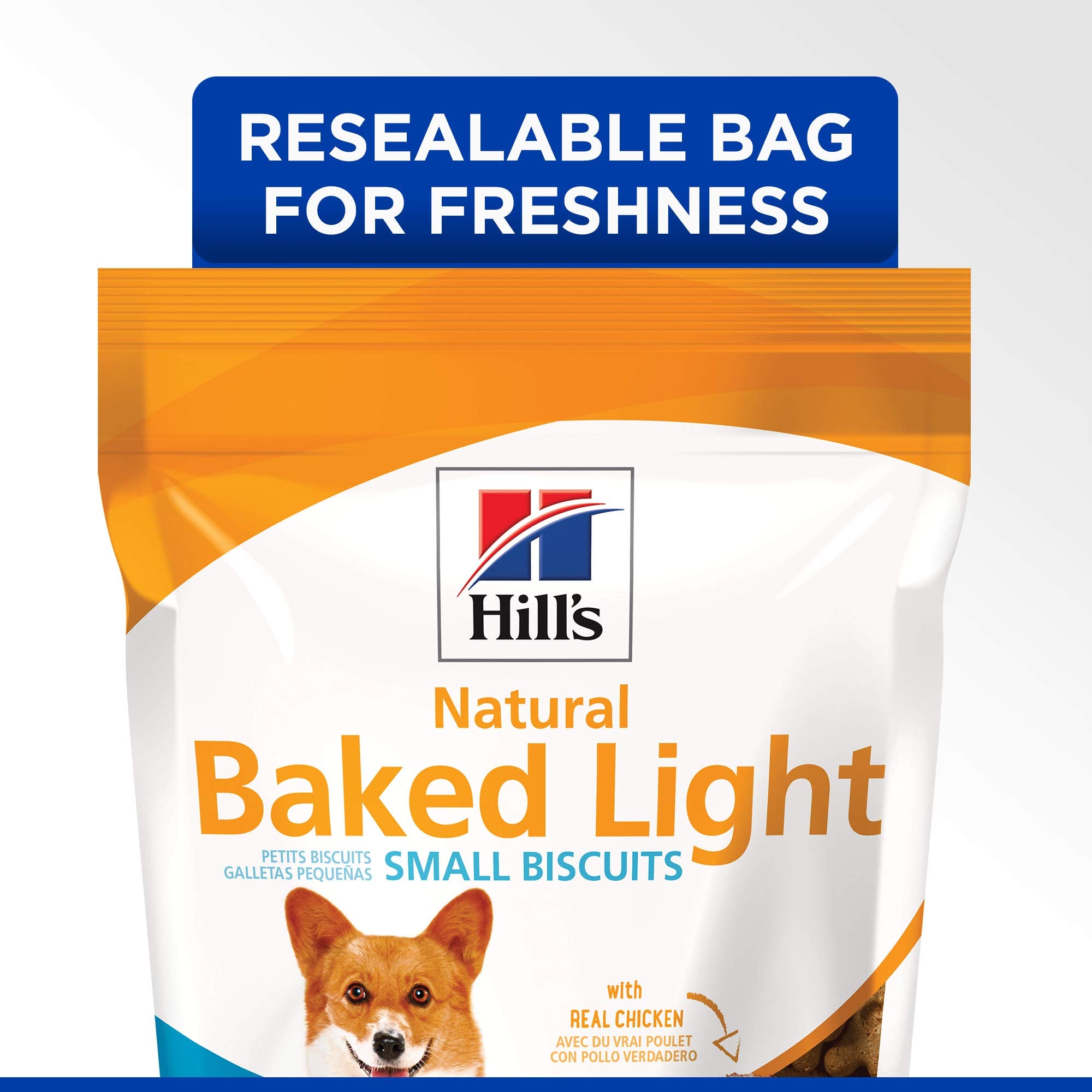 Hill's Natural Baked Light Biscuits, producto hecho en Estados Unidos con pollo real.