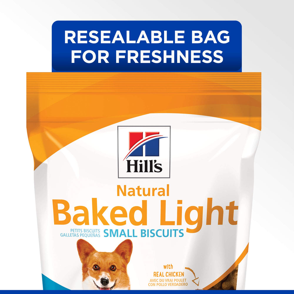 Hill's Natural Baked Light Biscuits, producto hecho en Estados Unidos con pollo real.