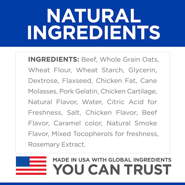 Hill's Natural Flexi-Stix con jerky de res, ingrediente real para perros.