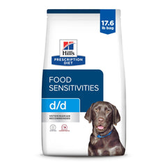 Hill's Prescription Diet d/d, enfoque patata-venado, apoyo a sensibilidades alimentarias en perros.