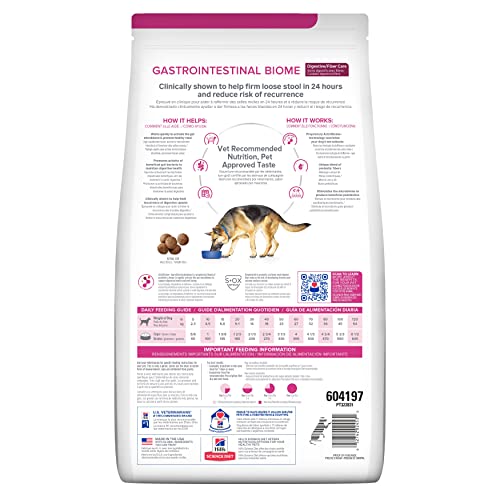 Hill's Prescription Diet Gastrointestinal Biome, porciones de alimento seco para perro, servicio diario cómodo.