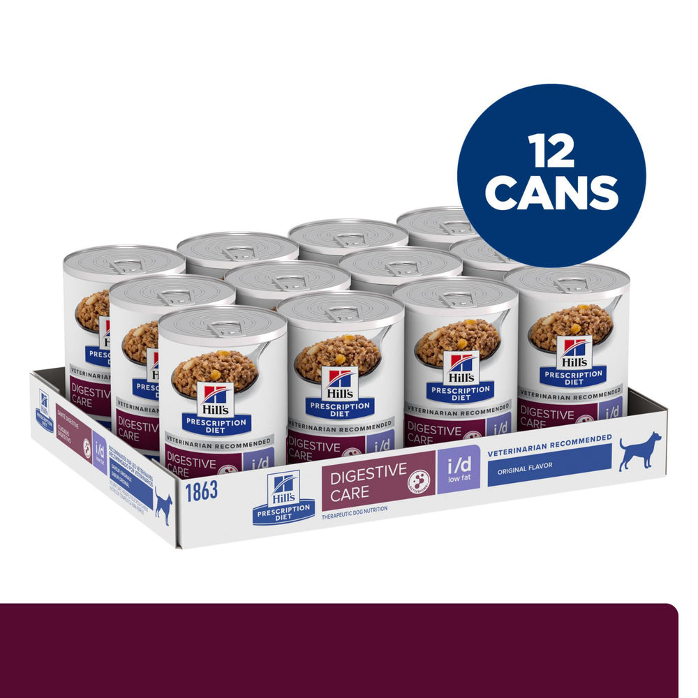 Hill's Prescription Diet i/d Baja en Grasa, etiqueta ActivBiome+ visible para microbioma.