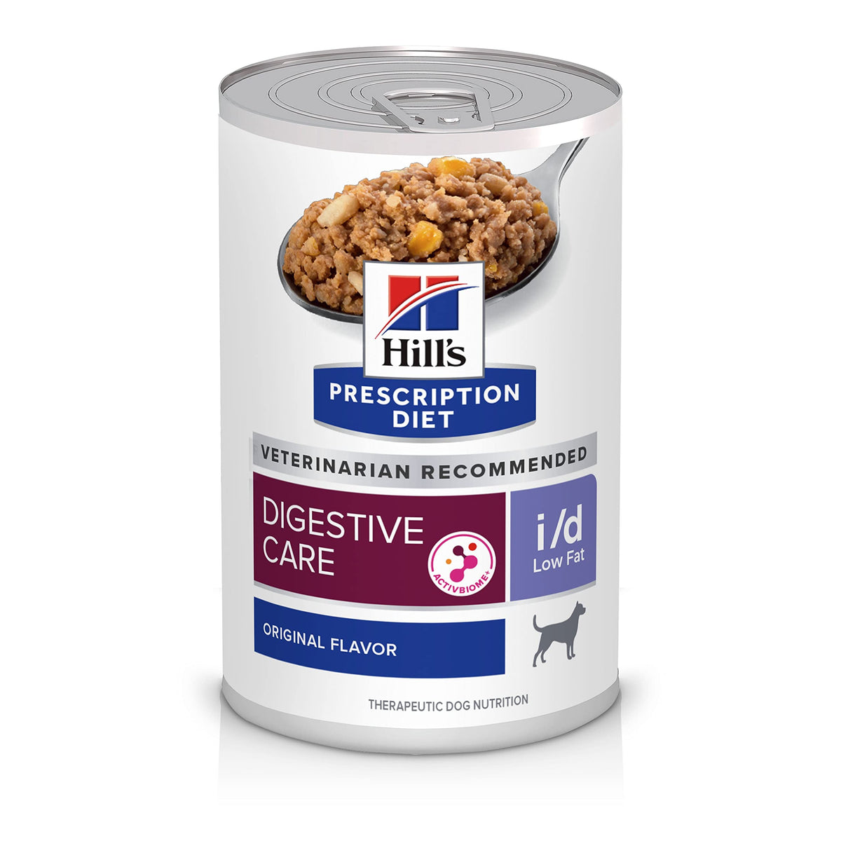 Hill's Prescription Diet i/d Baja en Grasa, lata de pollo lista para alimentar a perros con digestión sensible.