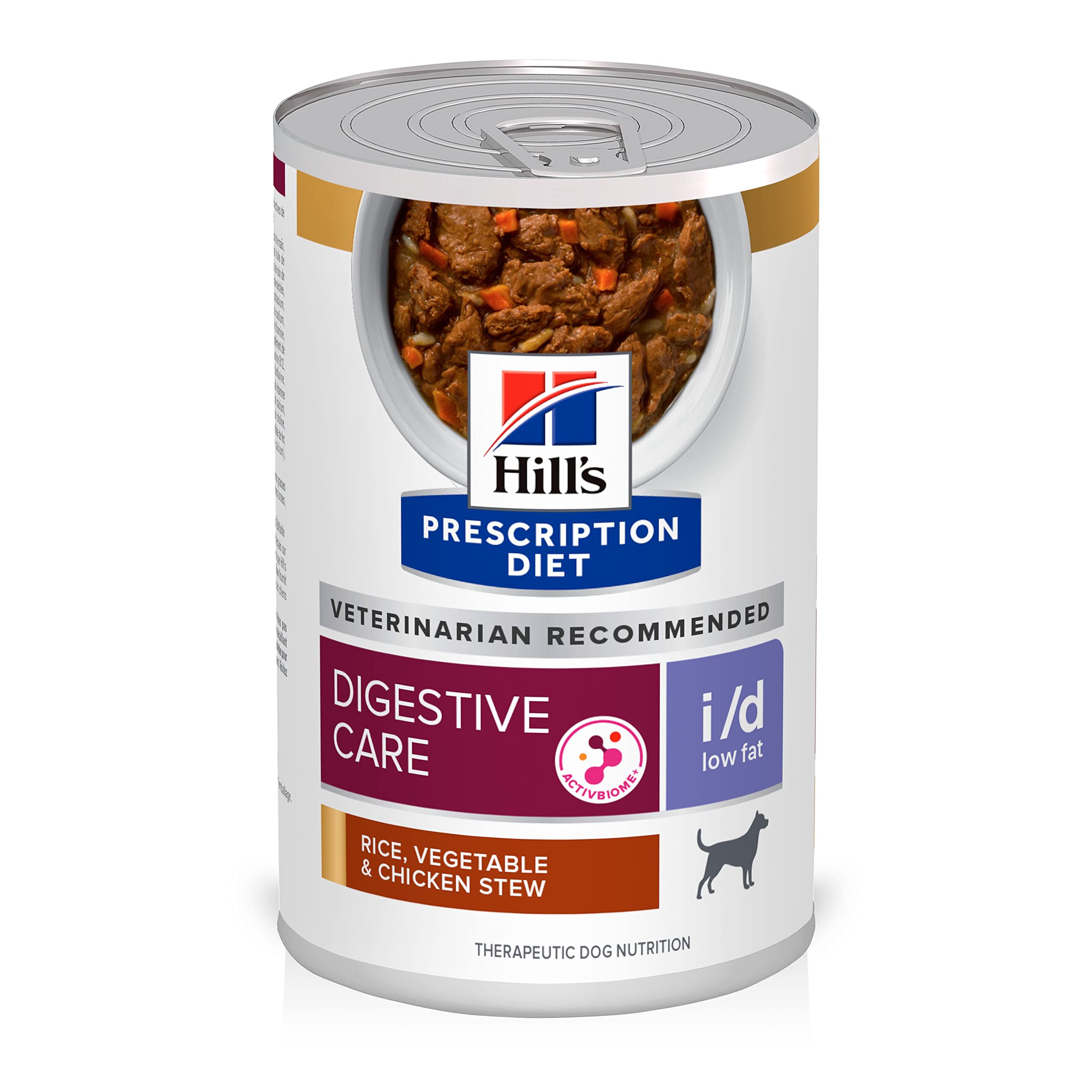 Hill's i/d bajo grasa en lata con guiso y arroz para apoyar la digestión canina
