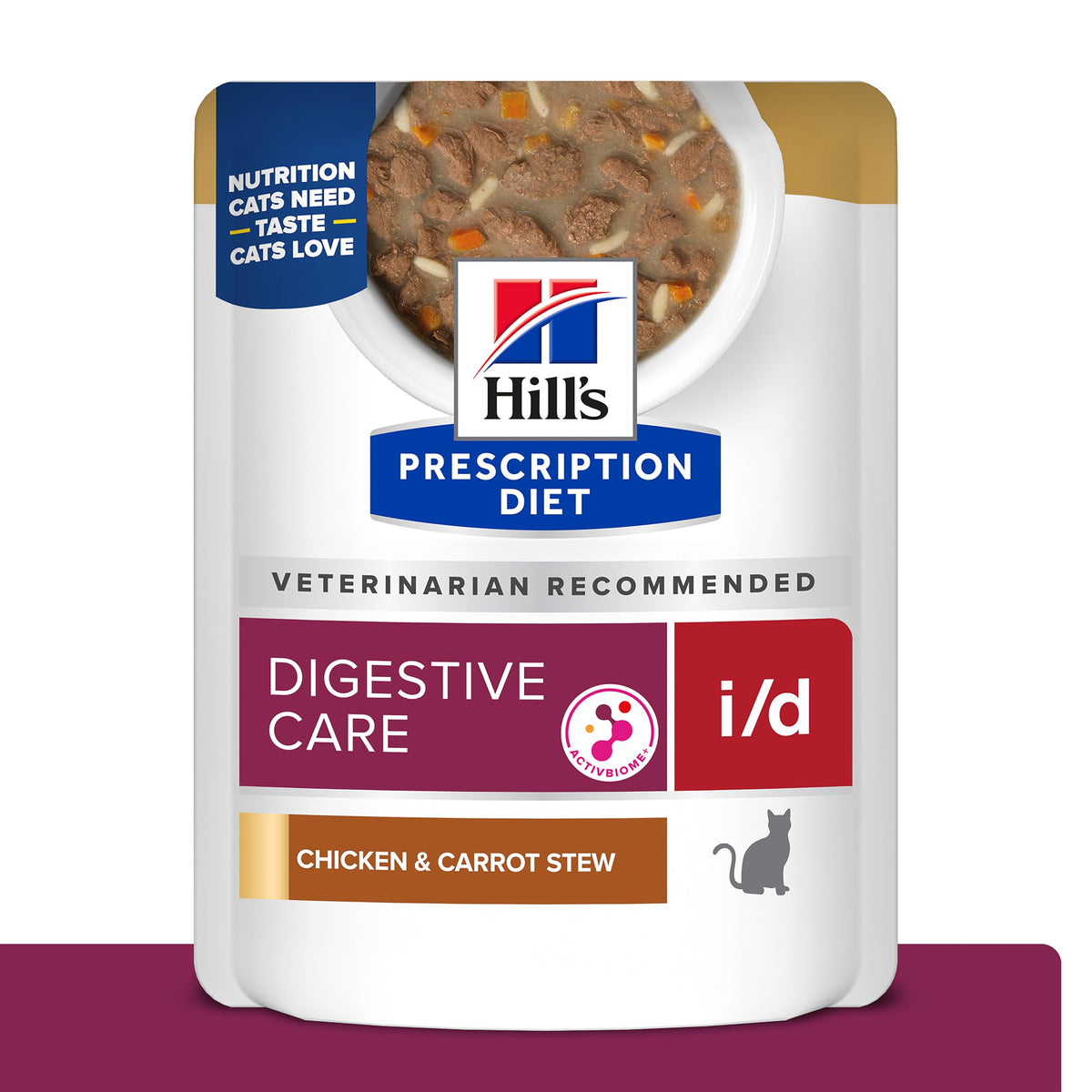 Hill's Prescription Diet i/d Digestive Care para gatos, bolsa con pollo y zanahoria, apoyo digestivo suave.